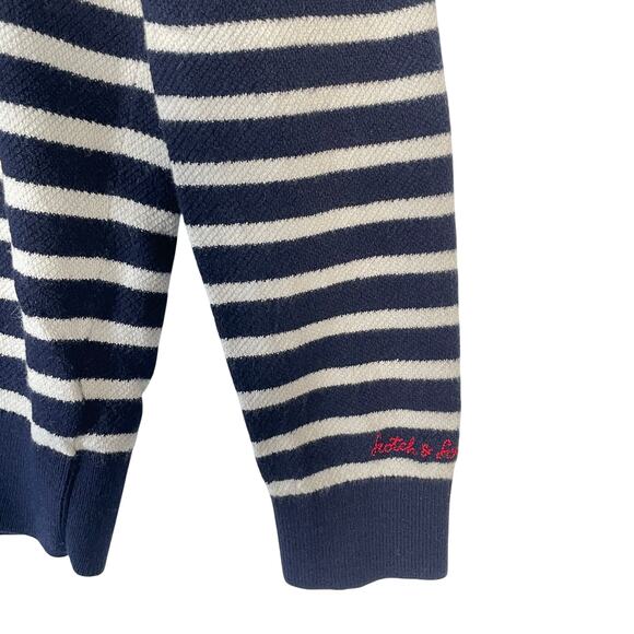 Scotch & Soda Mens Pullover Sweater Navy Blue White Stripe Crewneck Size Large - Picture 3 of 8